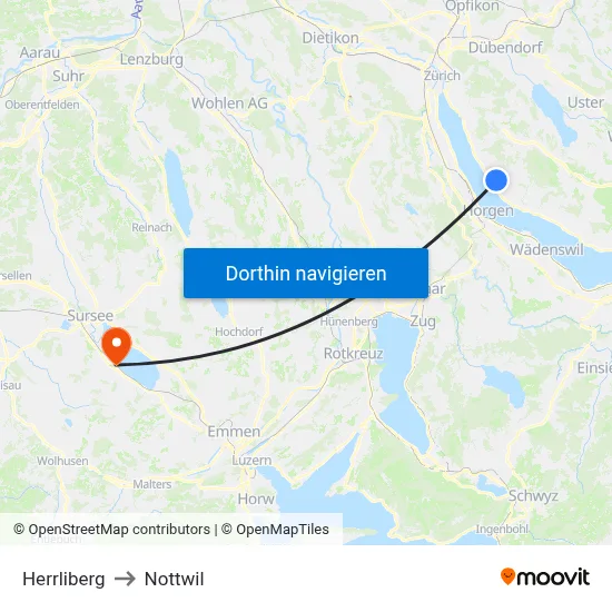 Herrliberg to Nottwil map