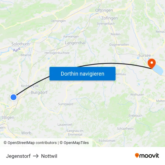 Jegenstorf to Nottwil map