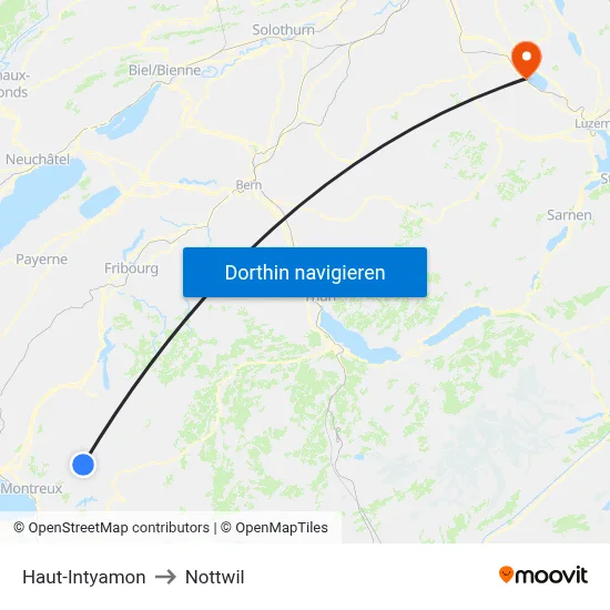 Haut-Intyamon to Nottwil map