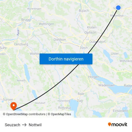 Seuzach to Nottwil map