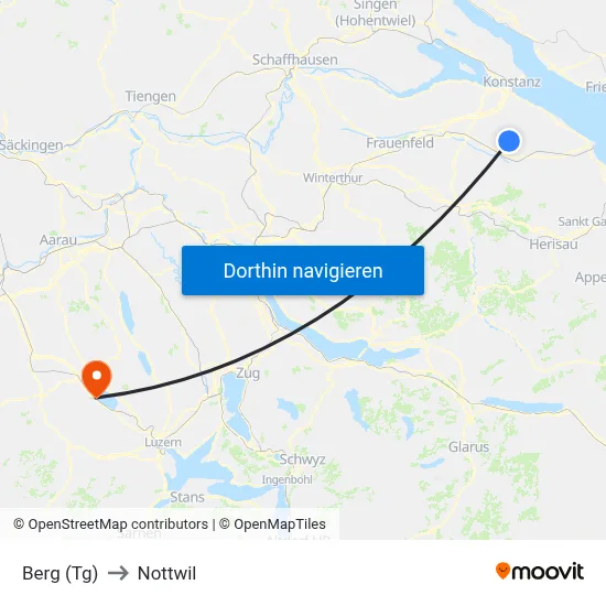 Berg (Tg) to Nottwil map
