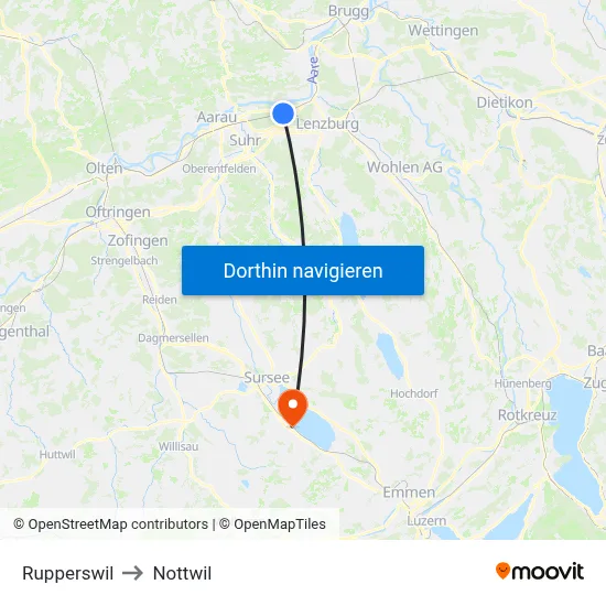 Rupperswil to Nottwil map