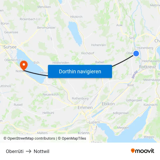 Oberrüti to Nottwil map