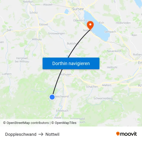 Doppleschwand to Nottwil map