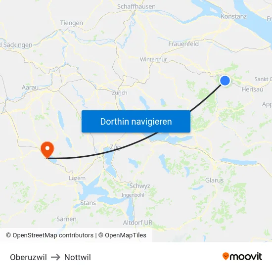 Oberuzwil to Nottwil map