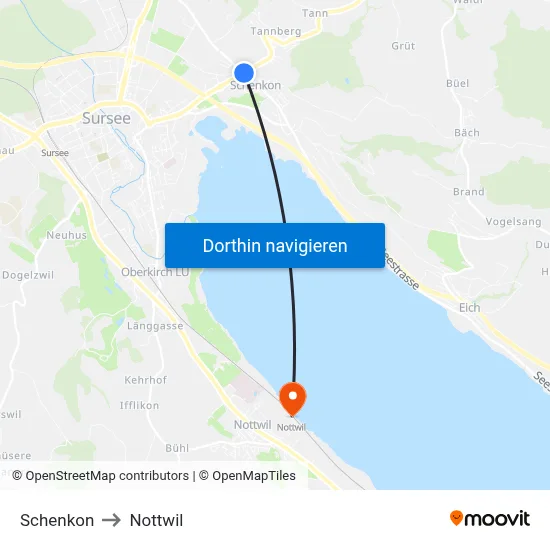 Schenkon to Nottwil map