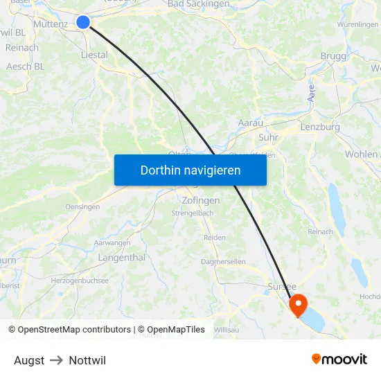 Augst to Nottwil map
