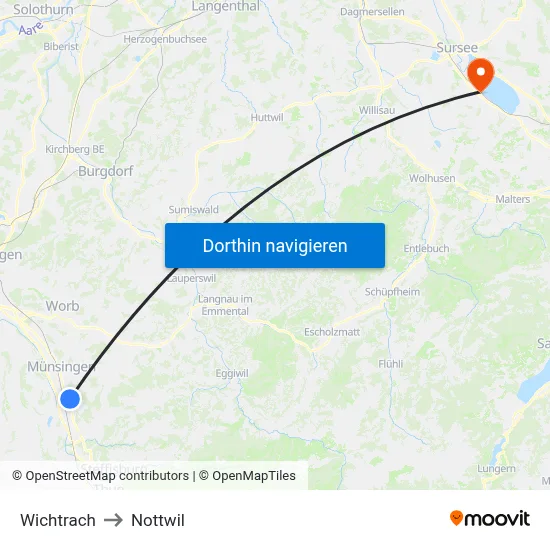 Wichtrach to Nottwil map