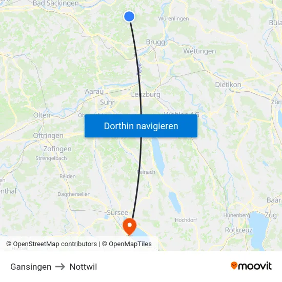 Gansingen to Nottwil map