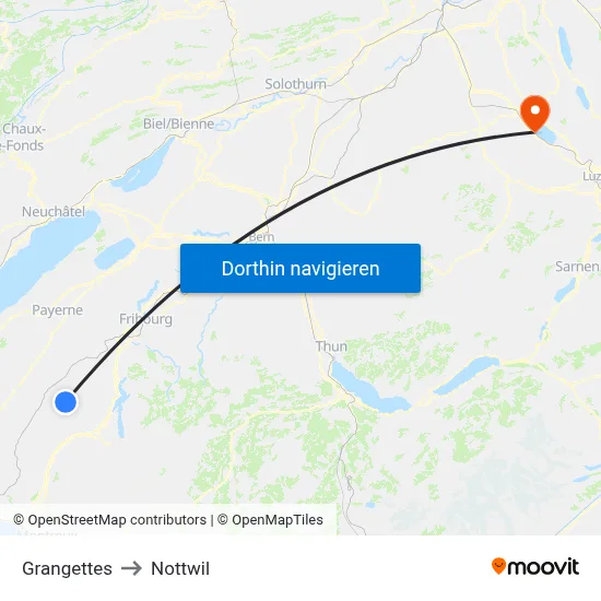 Grangettes to Nottwil map