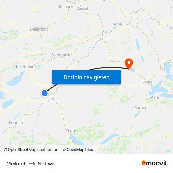 Meikirch to Nottwil map