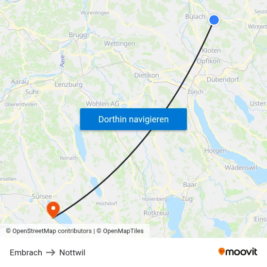 Embrach to Nottwil map