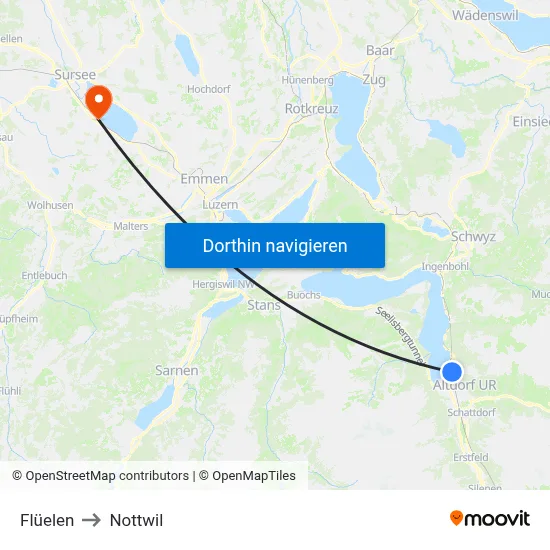 Flüelen to Nottwil map