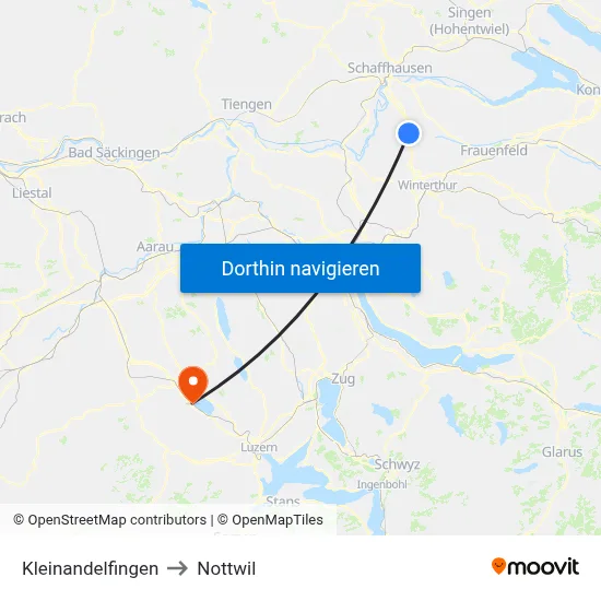 Kleinandelfingen to Nottwil map