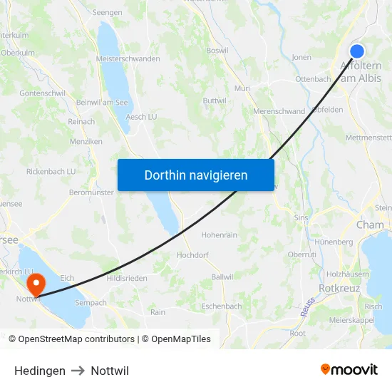 Hedingen to Nottwil map
