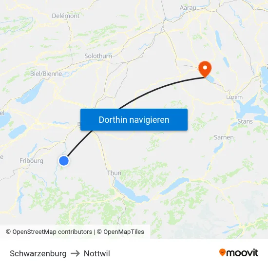 Schwarzenburg to Nottwil map