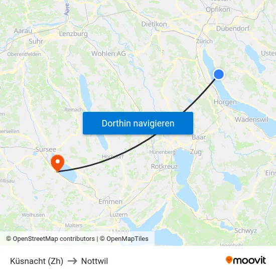 Küsnacht (Zh) to Nottwil map