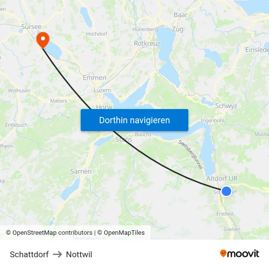 Schattdorf to Nottwil map