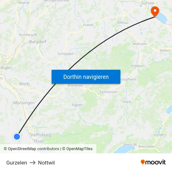 Gurzelen to Nottwil map