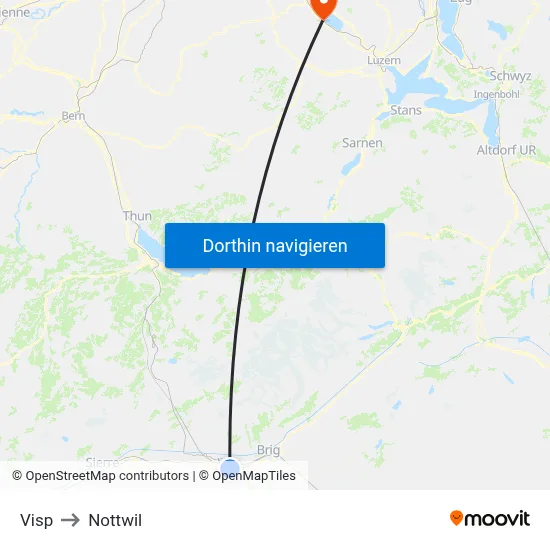 Visp to Nottwil map