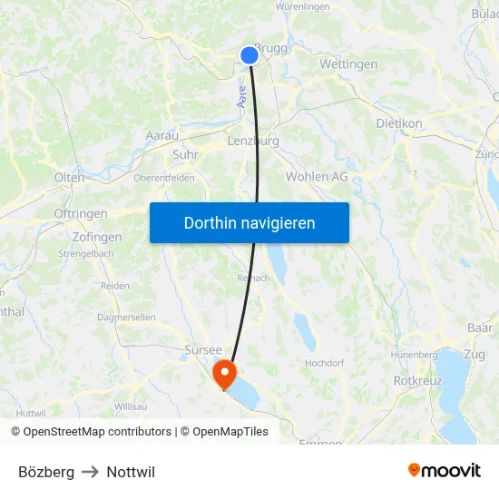 Bözberg to Nottwil map