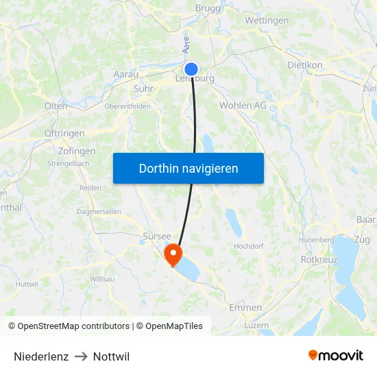 Niederlenz to Nottwil map