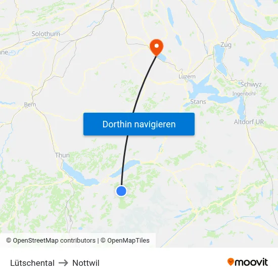 Lütschental to Nottwil map
