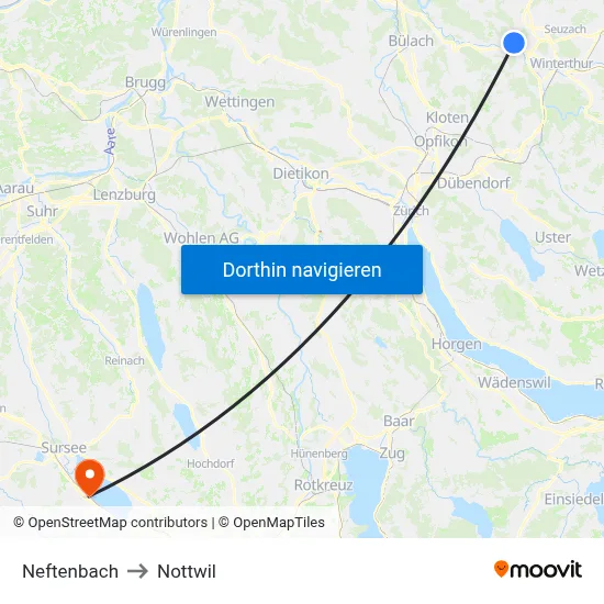 Neftenbach to Nottwil map