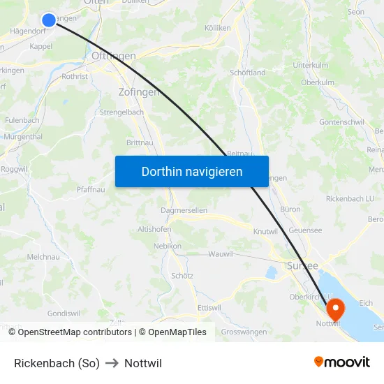 Rickenbach (So) to Nottwil map