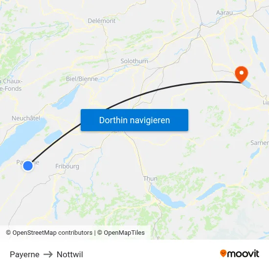 Payerne to Nottwil map