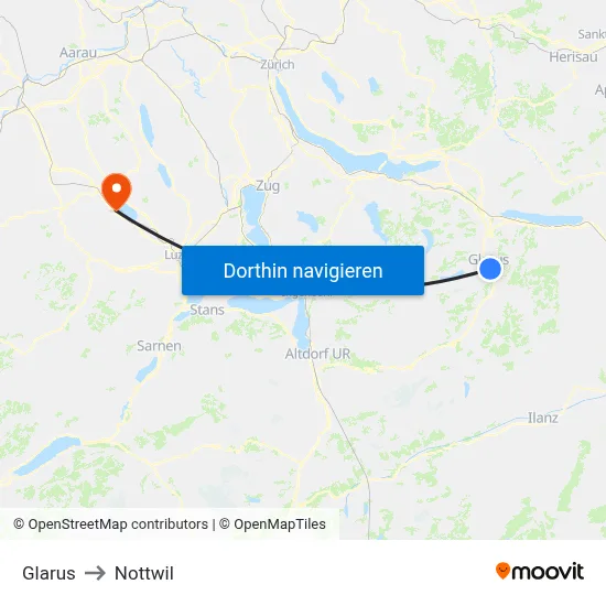 Glarus to Nottwil map