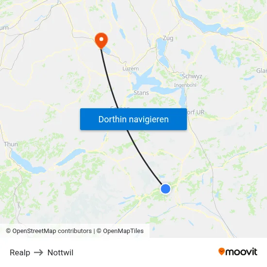 Realp to Nottwil map