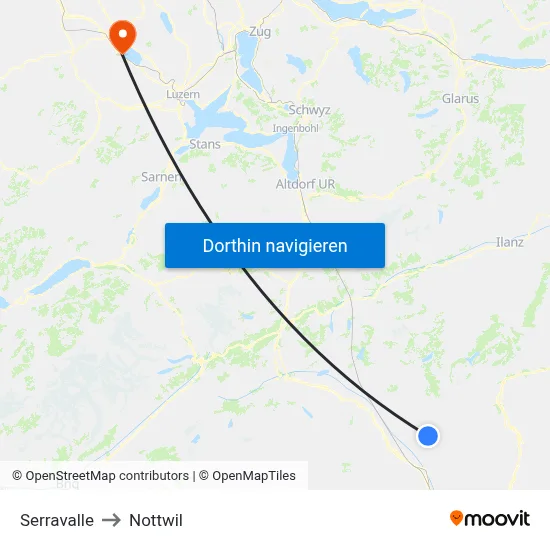Serravalle to Nottwil map
