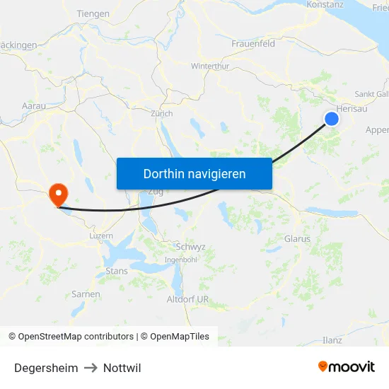 Degersheim to Nottwil map