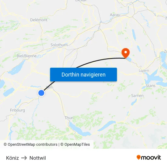 Köniz to Nottwil map