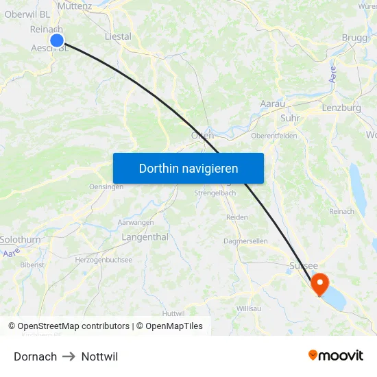 Dornach to Nottwil map