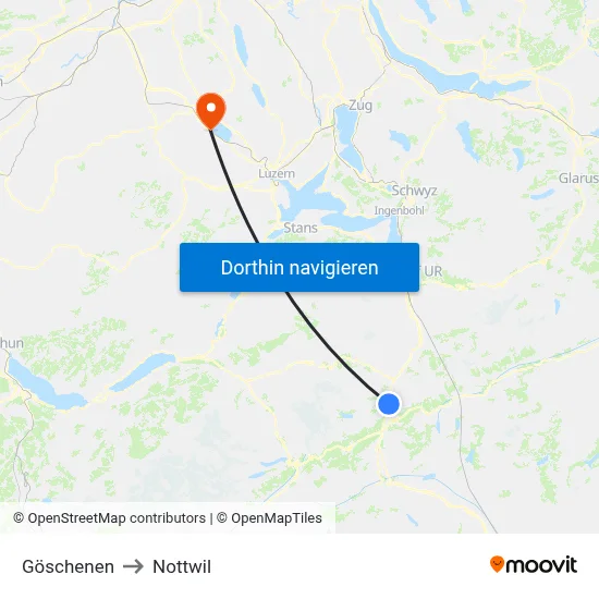 Göschenen to Nottwil map