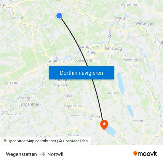 Wegenstetten to Nottwil map