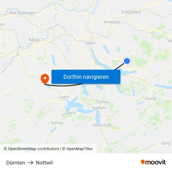 Dürnten to Nottwil map