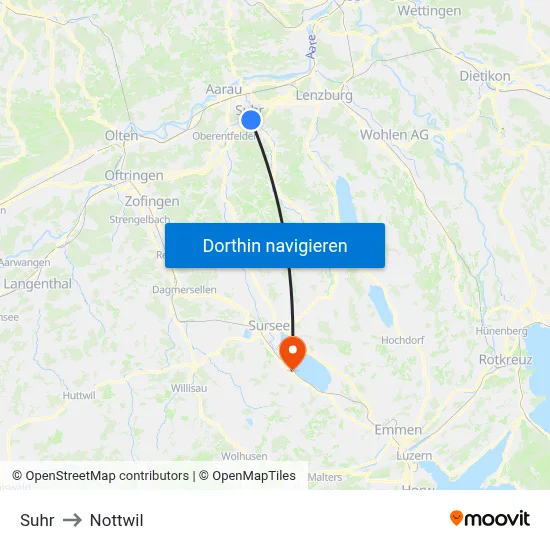 Suhr to Nottwil map