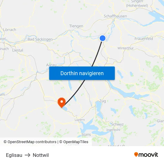 Eglisau to Nottwil map