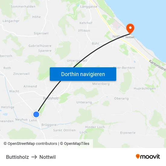 Buttisholz to Nottwil map