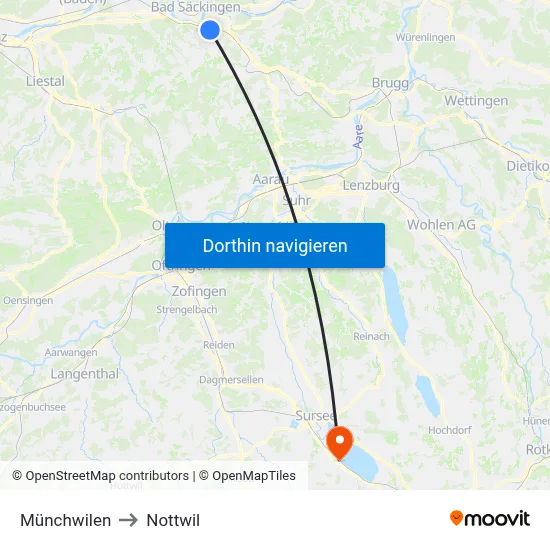 Münchwilen to Nottwil map