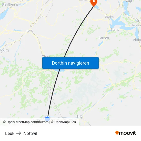 Leuk to Nottwil map