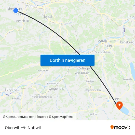 Oberwil to Nottwil map