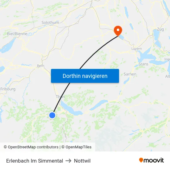 Erlenbach Im Simmental to Nottwil map