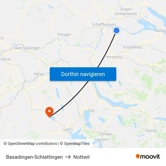Basadingen-Schlattingen to Nottwil map