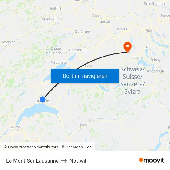 Le Mont-Sur-Lausanne to Nottwil map