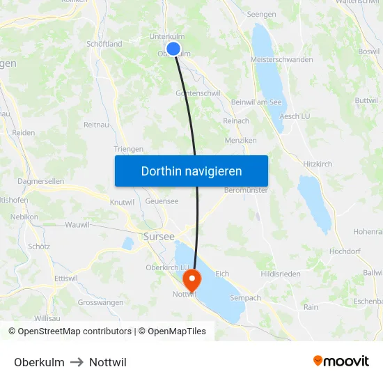 Oberkulm to Nottwil map