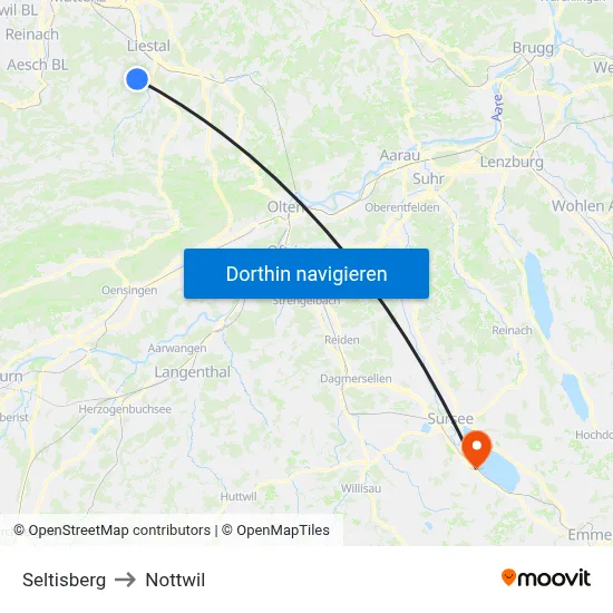 Seltisberg to Nottwil map